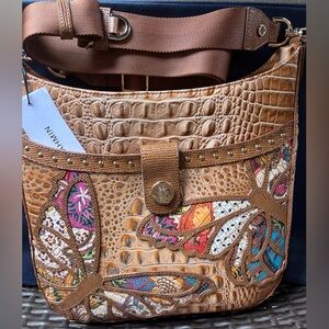 NWT Brahmin LEIA in HONEY BROWN GALA BUTTERFLY Crossbody